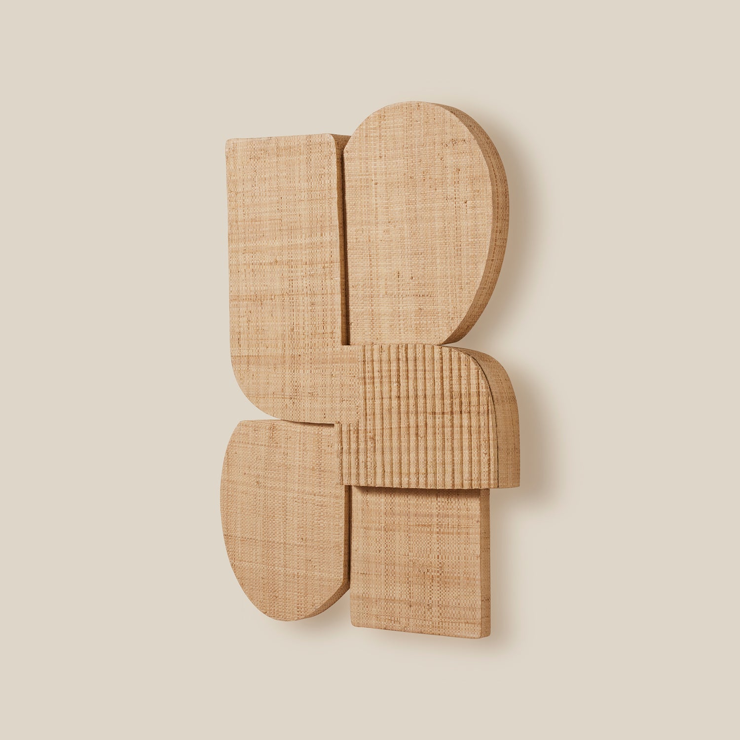 Decorative wall piece with woven design on a beige background- Number 3