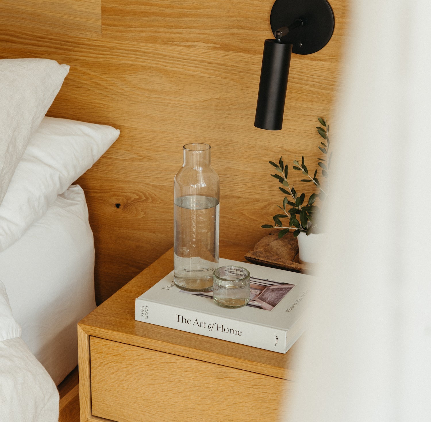 carafe and glass on bedside table- Number 3
