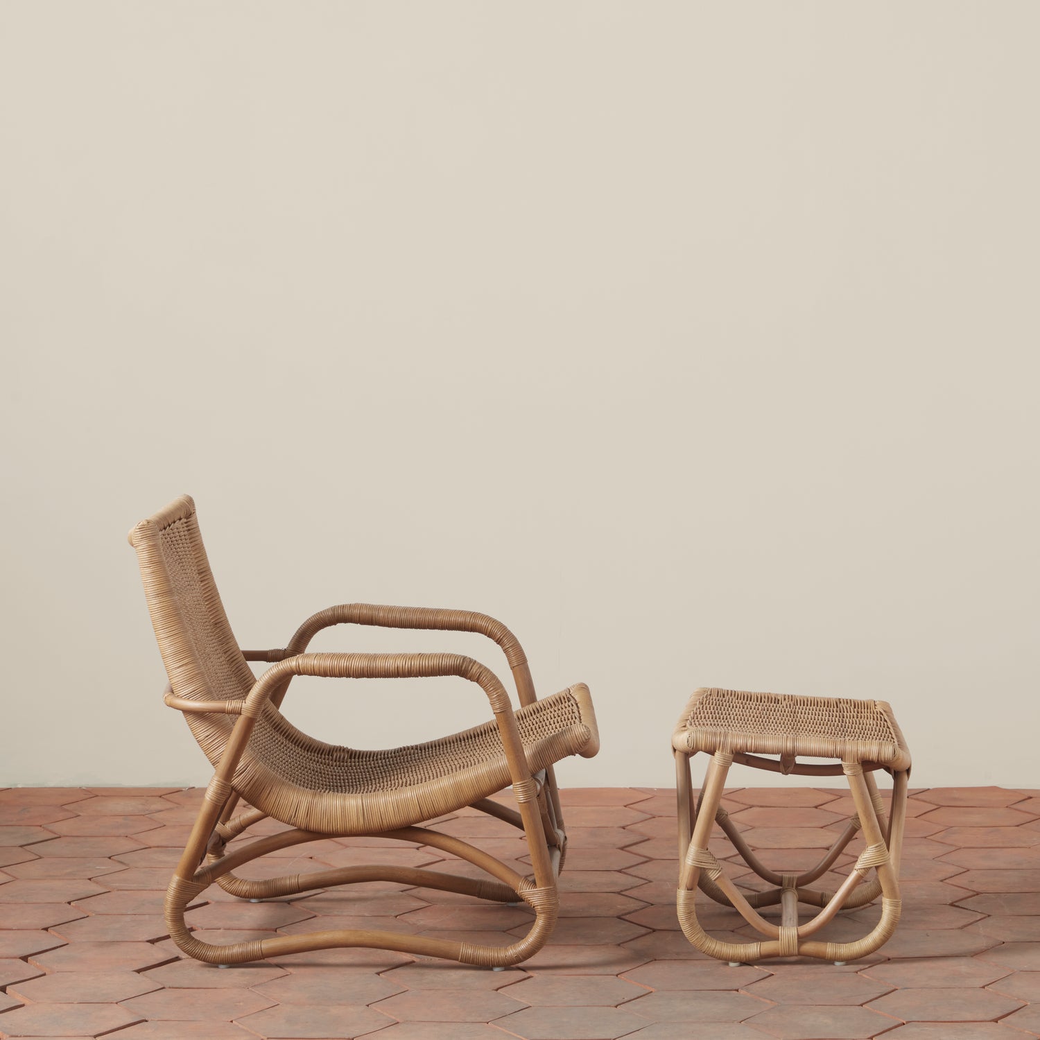 bodega wicker lounge chair and ottoman in natural side- Number 6