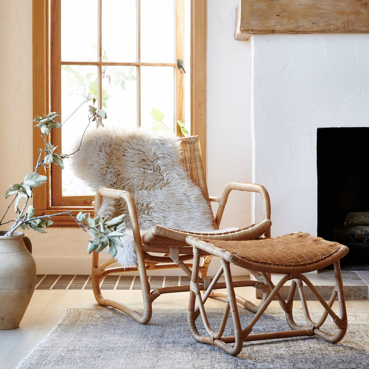 bodega wicker lounge chair and ottoman in natural- Number 2