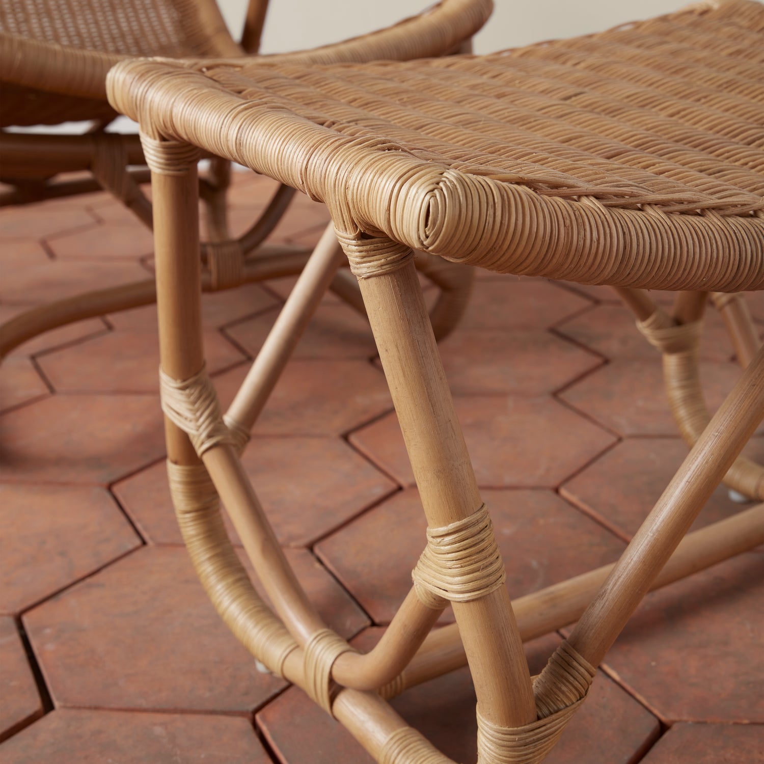bodega wicker ottoman in natural detail- Number 9