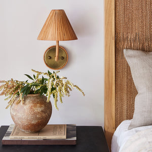brown sconce next to bed - Number 2