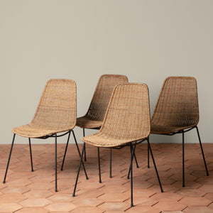 Vintage Mid Century Italian Wicker and Iron 5 Piece Dining Set - Number 4