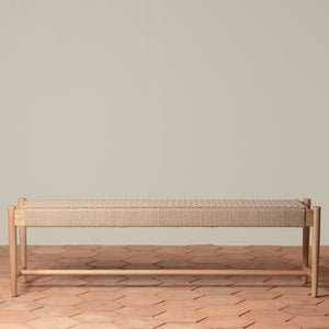 ingrid woven bench in oak front