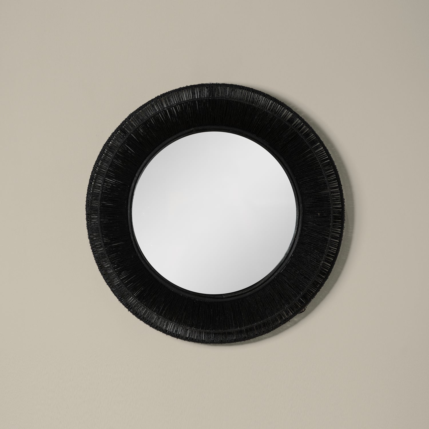 collins small jute mirror in black front