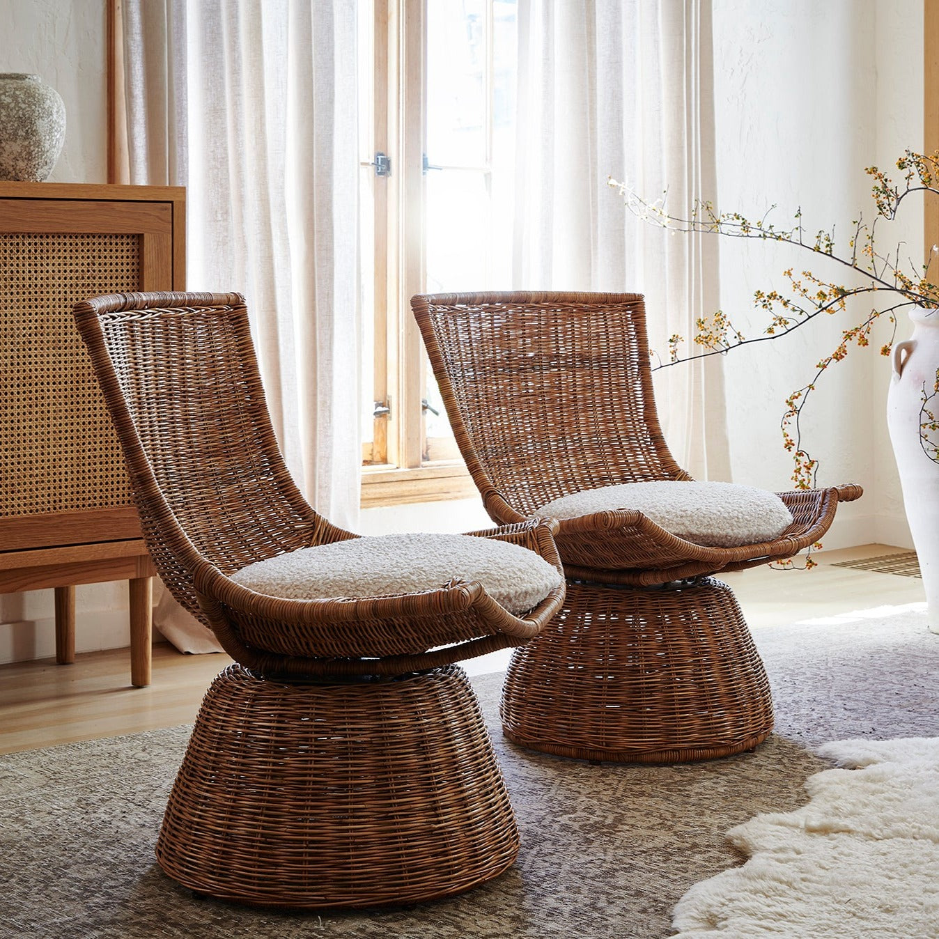 Healdsburg Small Wicker Swivel Chairs- Number 3