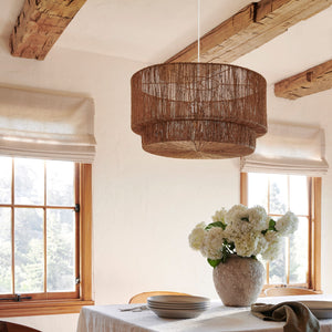 cocktail 2 tier jute pendant hanging over table - Number 2