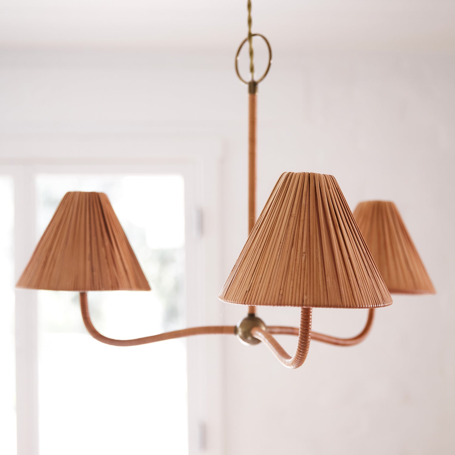 Brown chandelier with three lampshades - Number 4