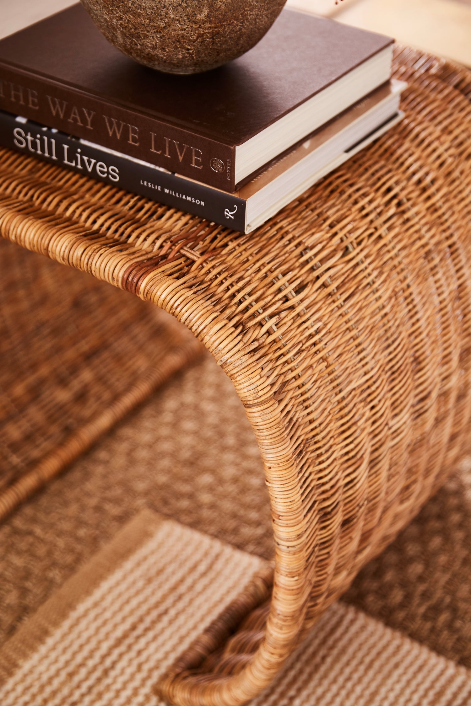 Healdsburg wicker side table with books- Number 3