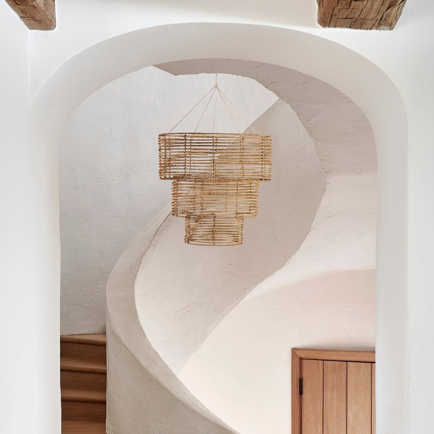 3 tier chandelier in natural hanging in stairwell- Number 2
