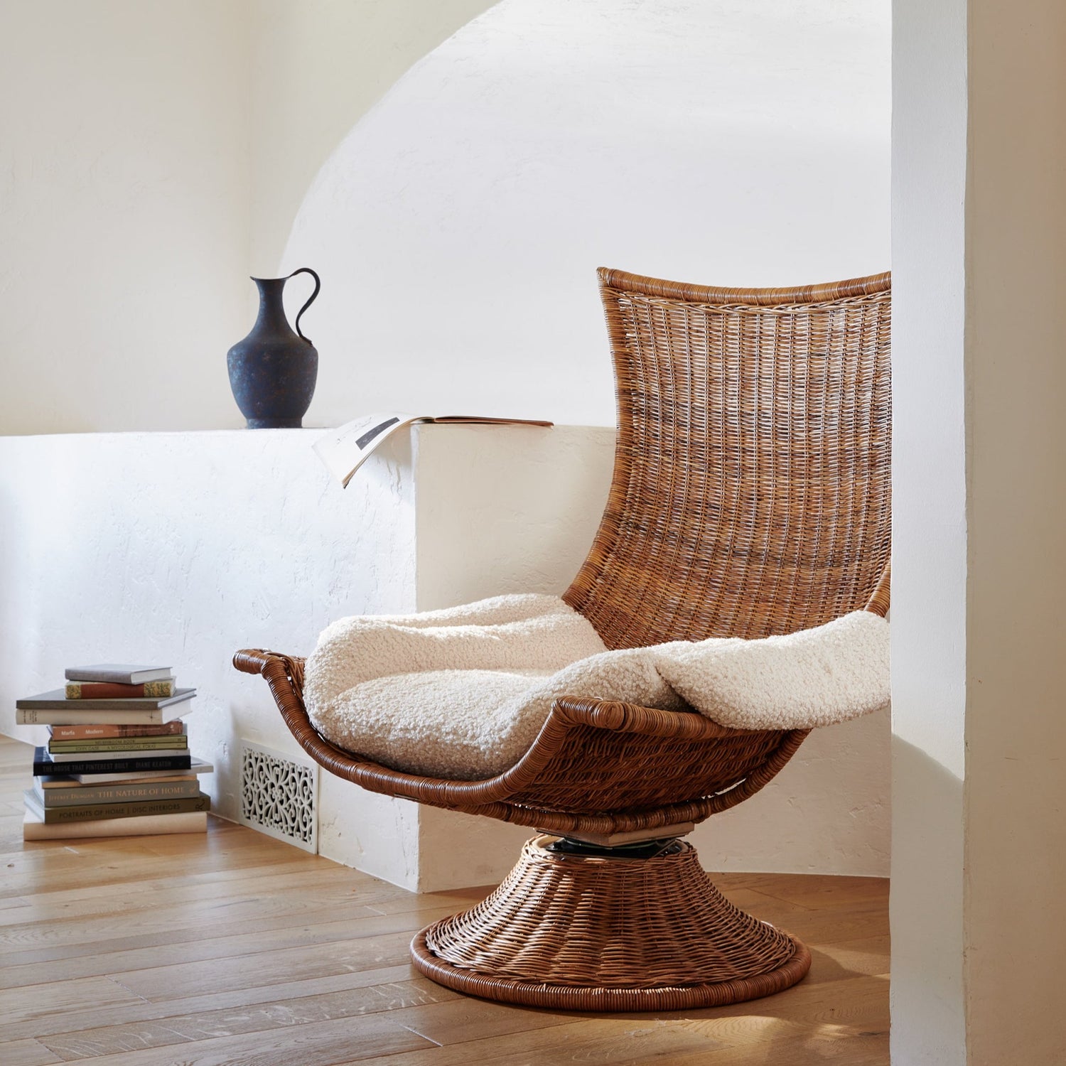 healdsburg wicker swivel chair with cushion in living room- Number 4