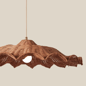 Woven rattan pendant light on a beige background - Number 5