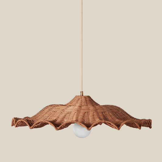 Wicker pendant light on a beige background - Image 2