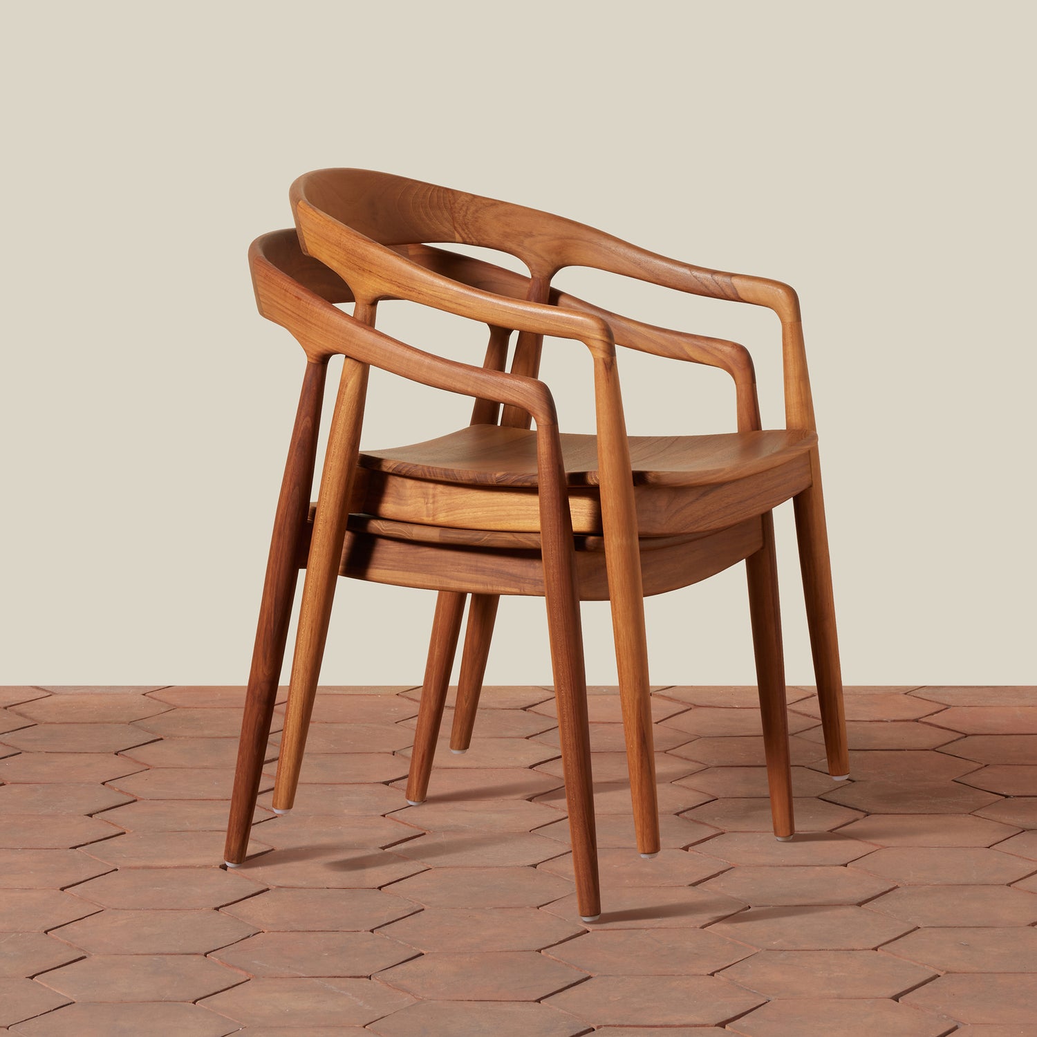 Wooden chair on a wooden floor with a neutral background- Number 7