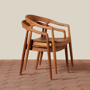 Wooden chair on a wooden floor with a neutral background - Number 7