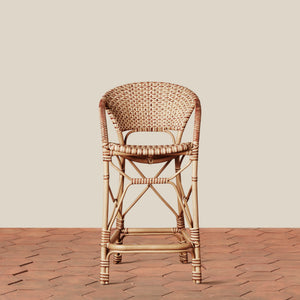 beige woven counter stool on tile floor with neutral background - Number 2