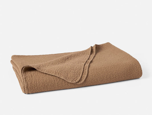 Brown textured blanket on a white background