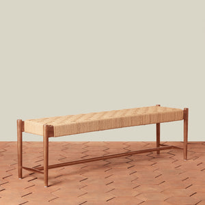 Woven bench on a wooden floor with a neutral background - Number 1