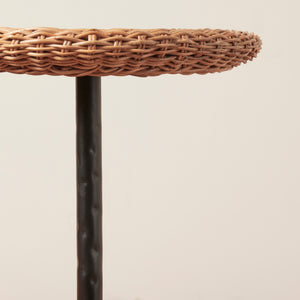 Wicker stool with a black metal base on a beige background - Number 4
