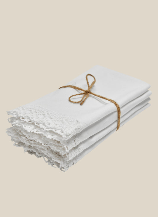 Heather Taylor Home White Lace Napkins, Set of 4