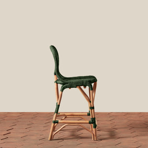 green counterstool in side view on tile floor and white background - Number 16