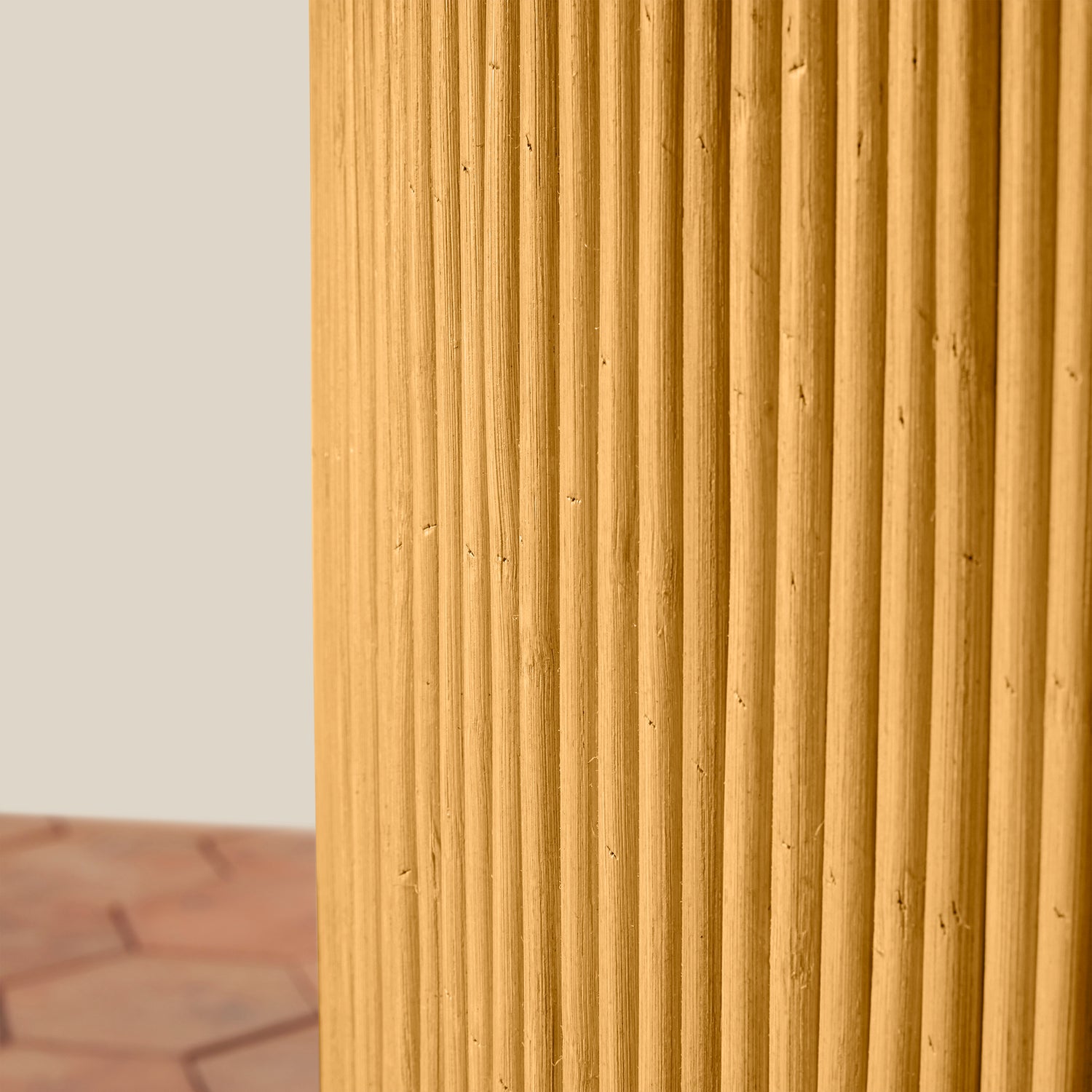 Wooden panel with a light brown color and vertical grain pattern.- Number 4