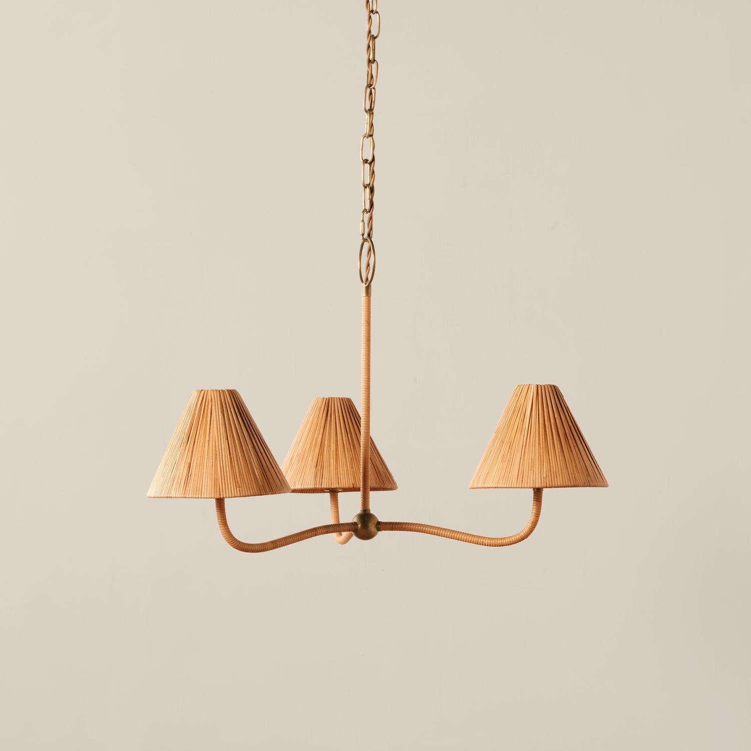Brown chandelier with three lampshades - Number 1