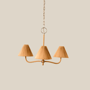 Brown chandelier with three lampshades  - Number 7