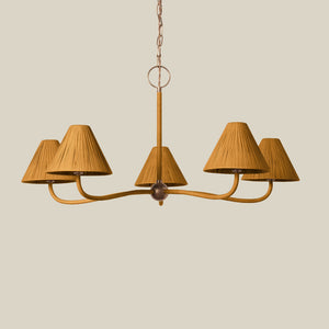 Chandelier with five lampshades on a beige background - Number 1