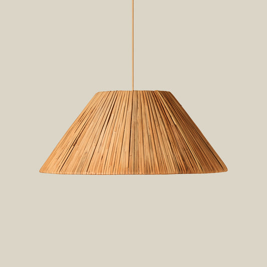 rattan pendant against neutral background
