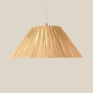 Gold pendant lamp with pleated design on a beige background - Number 3