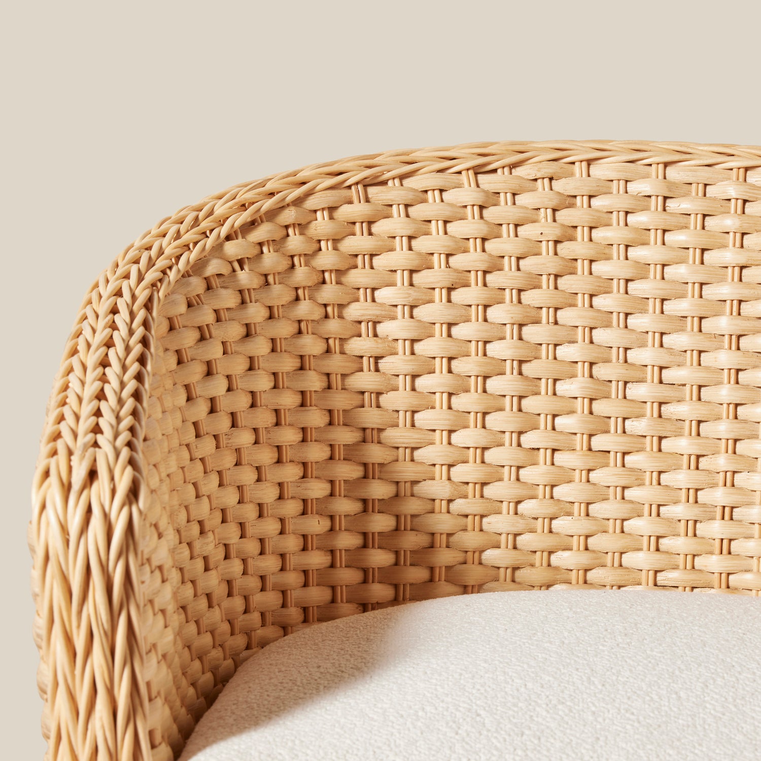 Close-up of a wicker chair with a neutral background- Number 5