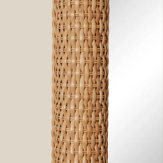 Woven rattan mirror on a plain background - Image 2