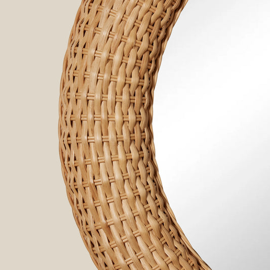 Close-up of a woven rattan chair armrest on a neutral background - Image 2