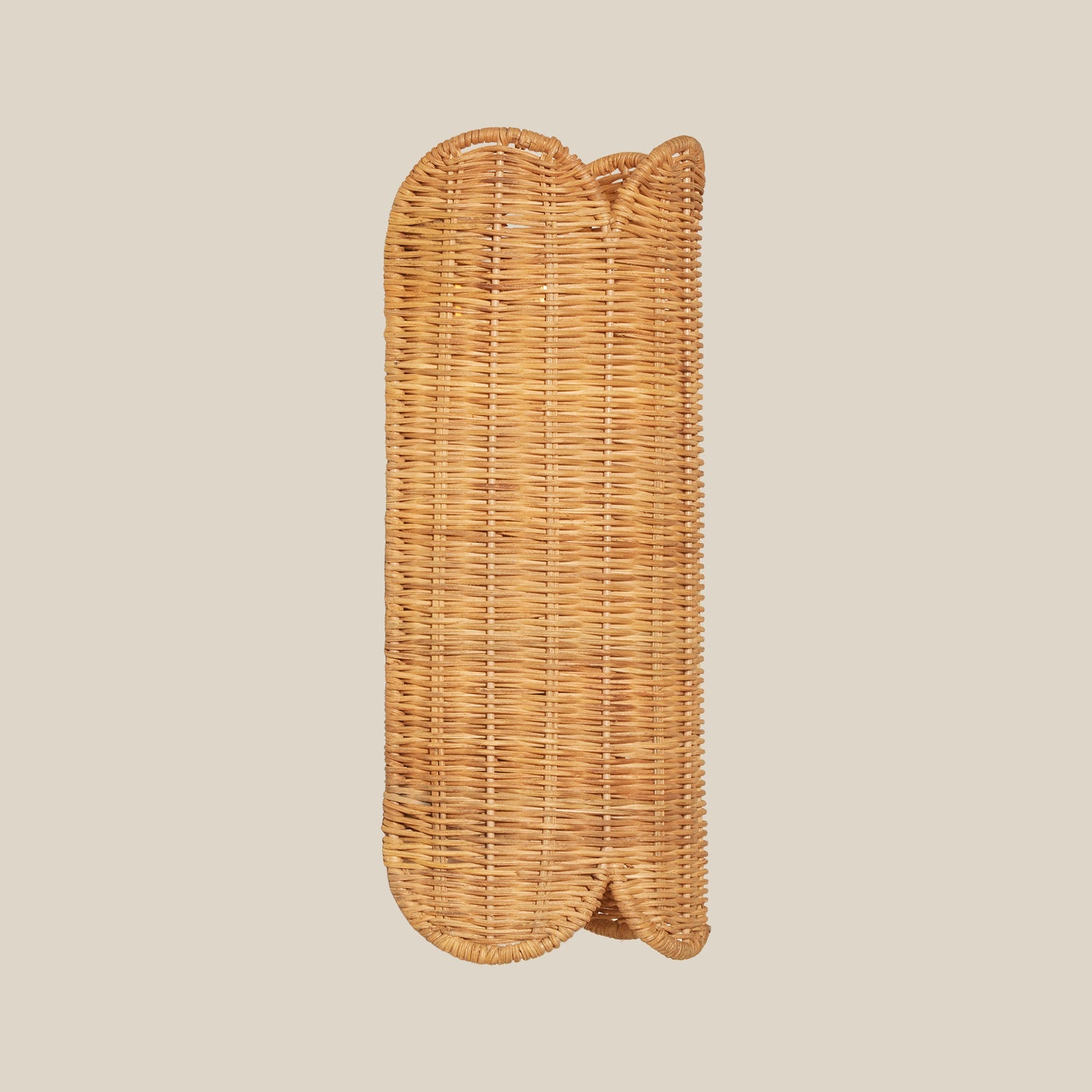 Woven rattan wall sconce on a beige background- Number 3