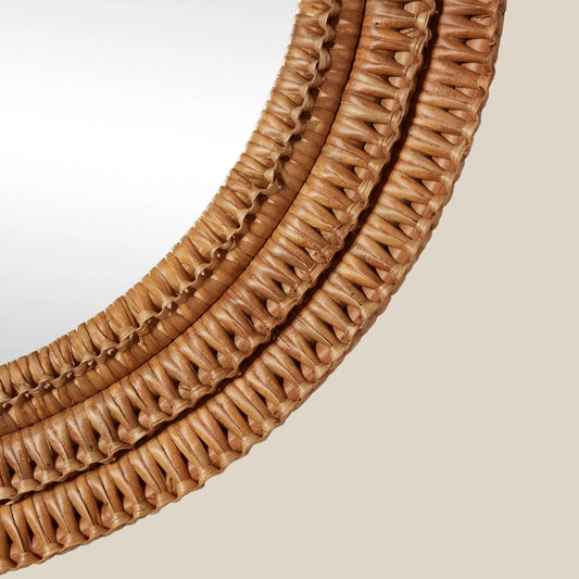 Close-up of a textured brown belt on a beige background - Image 2