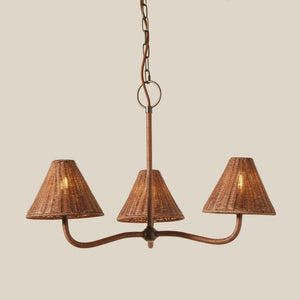 Chandelier with wicker lampshades on a beige background - Number 2