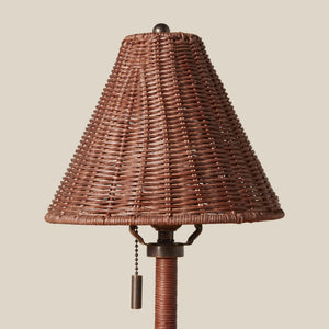 Wicker lampshade with pull chain on a beige background - Number 4