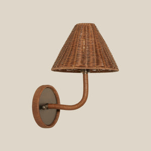 Wicker wall sconce with a shade on a beige background - Number 5