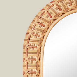 Woven rattan mirror with a neutral background - Number 2