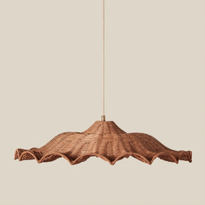 Woven rattan pendant light on a beige background - Number 1