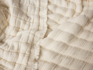 Close-up of textured beige fabric with a woven pattern - Number 3