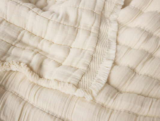 Close-up of textured beige fabric with a focus on pattern and texture. - Image 2