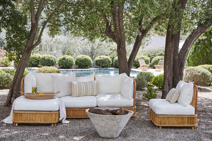 sectional outside next to pool