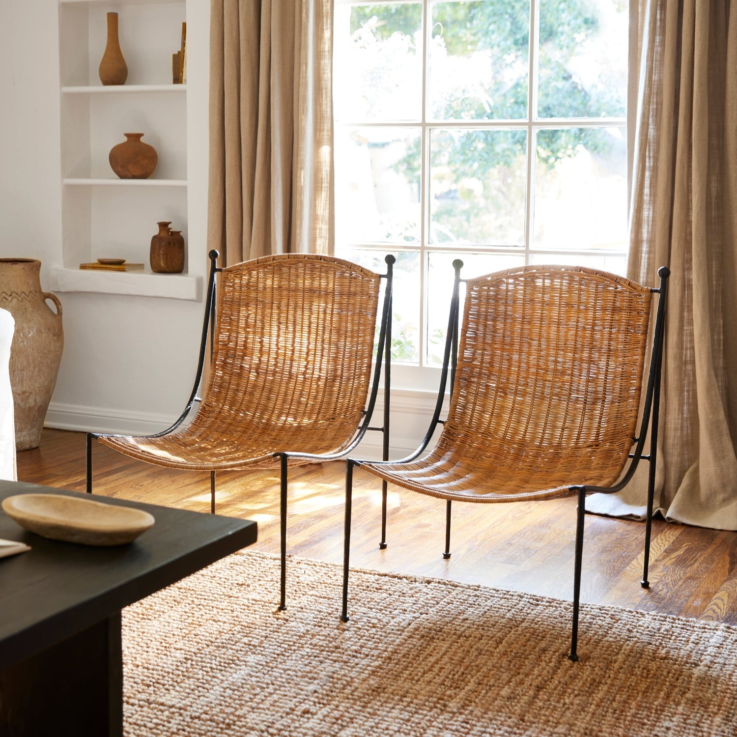 lacoste wicker lounge chairs in living room