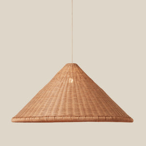 woven brown pendant hanging against neutral background - Number 3