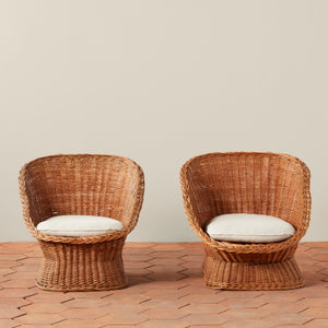 Pair of Vintage Wicker Bucket Chairs
