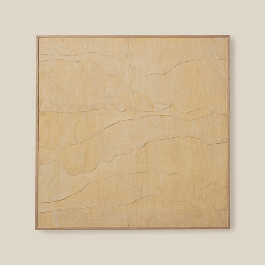 Abstract art piece with wavy lines on a beige background