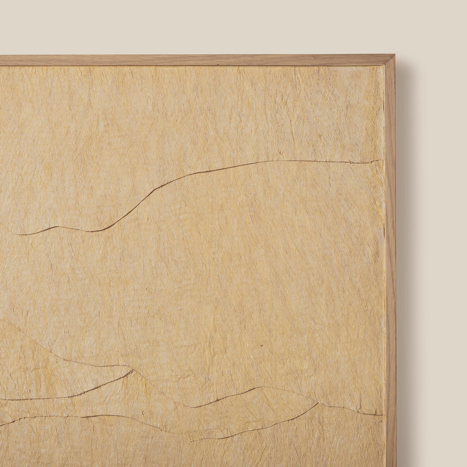 Beige textured wall art with minimal line design on a beige background- Number 3