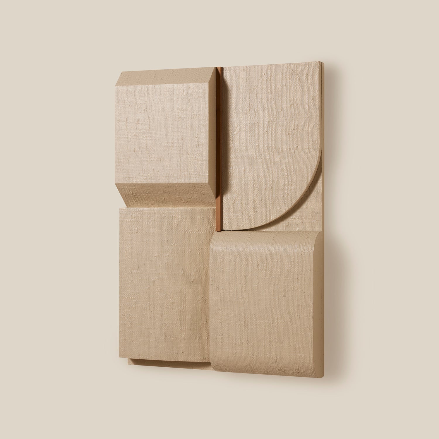 Beige textured wall art with geometric shapes on a beige background- Number 7